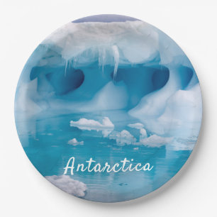 Antarktis-Eisberg-Foto mit Text Pappteller