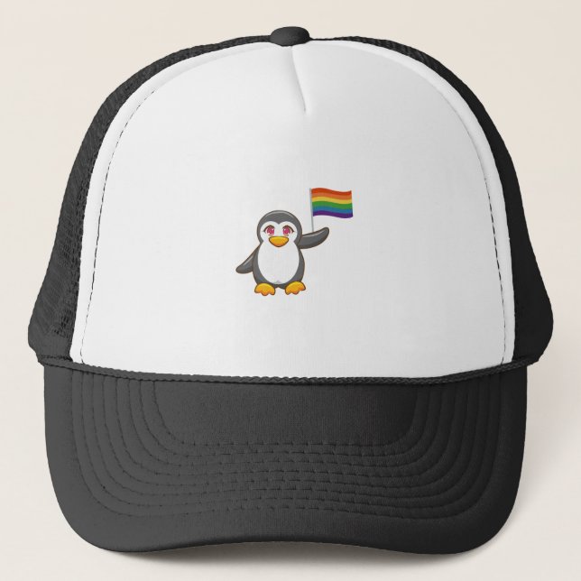 Antarktis Gay Pride Rainbow Pinguin LGBT Truckerkappe (Vorderseite)