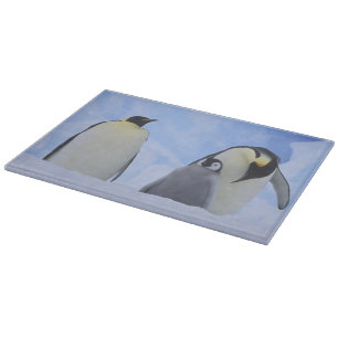 Antarktis. Kaiserpinguine und Küken Schneidebrett