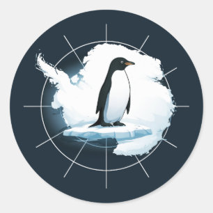 Antarktischer Pinguin-Emblem – Design für Polarfor Runder Aufkleber