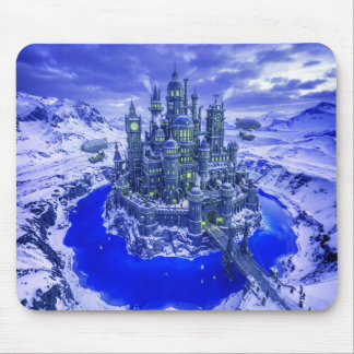 Antarktisches Steampunk-Schloss mit Wassergraben Mousepad