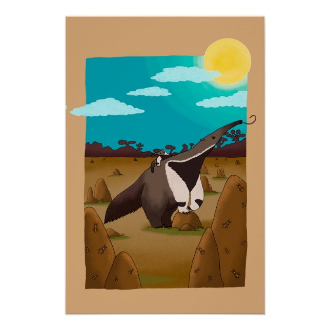 Anteater and the Cerrado - Brazilian Animals Poster (Vorderseite)