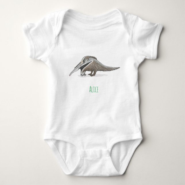 Anteater Baby Ganzkörperanzug mit Babyname Strampler (Vorderseite)