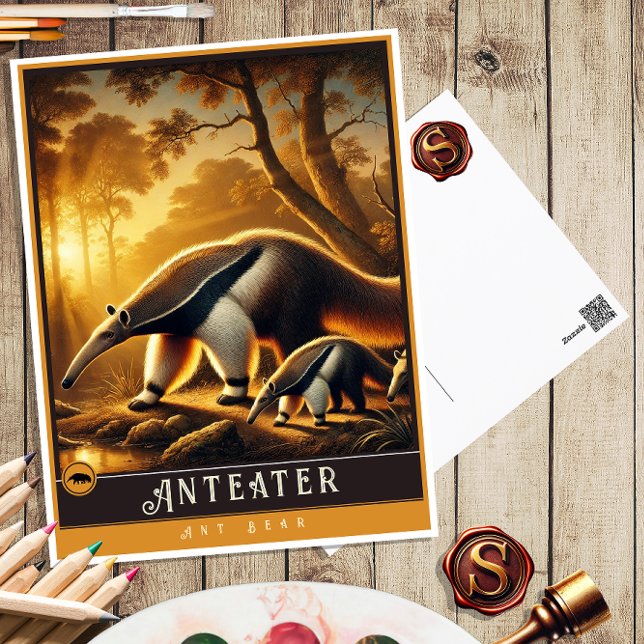 Anteater | Carte postale Famille Vintage Animal (Créateur téléchargé)