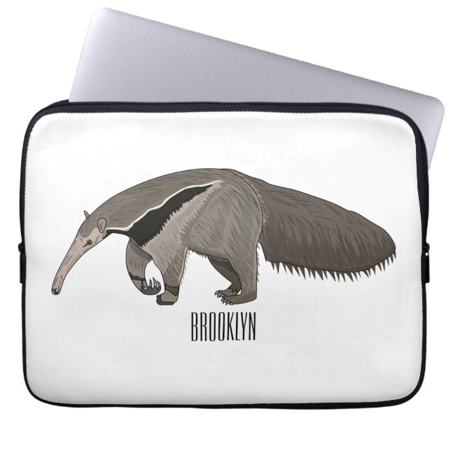 Anteater-Cartoon-Abbildung Laptopschutzhülle (Vorderseite)