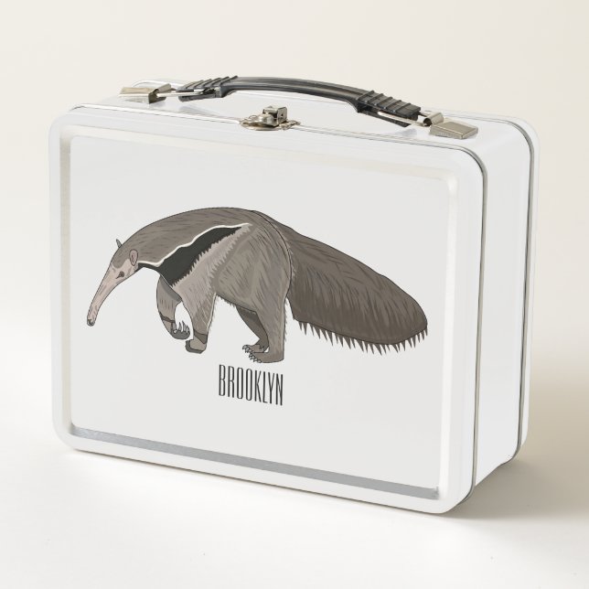 Anteater-Cartoon-Abbildung Metall Brotdose (Vorderseite)