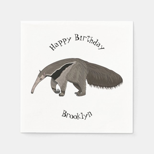 Anteater-Cartoon-Abbildung Serviette (Vorderseite)