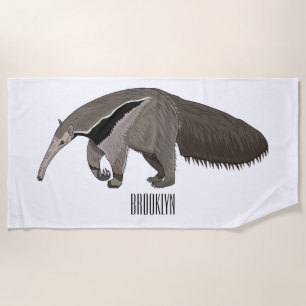 Anteater-Cartoon-Abbildung Strandtuch