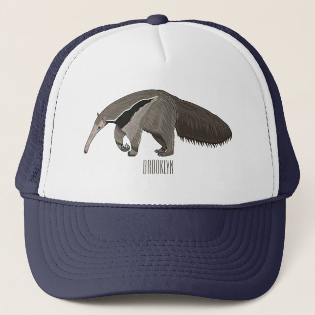Anteater-Cartoon-Abbildung Truckerkappe (Vorderseite)