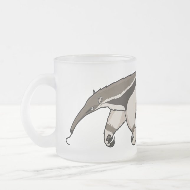 Anteater-Happy-Cartoon-Abbildung Mattglastasse (Links)