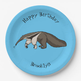 Anteater-Happy-Cartoon-Abbildung Pappteller
