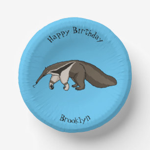 Anteater-Happy-Cartoon-Abbildung Pappteller