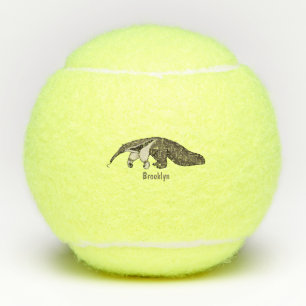 Anteater-Happy-Cartoon-Abbildung Tennisbälle