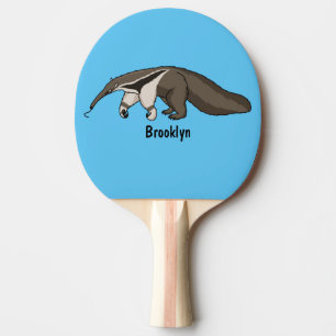 Anteater-Happy-Cartoon-Abbildung Tischtennis Schläger