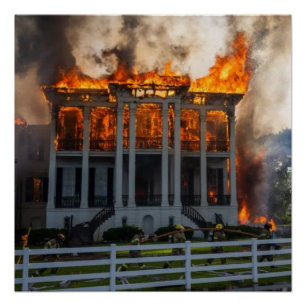 Antebellum-Herrenhaus   Feuer bricht im Nottoway R Poster
