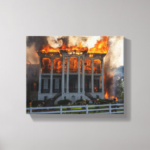Antebellum Mansion Feuer bricht Nottoway Resort Leinwanddruck
