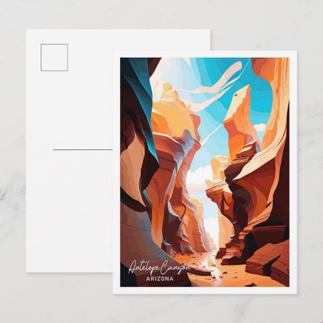 Antelope Canyon Arizona Reise Illustration Postkarte (Vorne/Hinten)