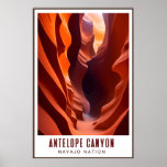 Antelope Canyon Navajo Nation Art Deco AZ Reisen Poster<br><div class="desc">Das Art Deko Reiseplakat mit Antelope Canyon auf Navajo Nation Land außerhalb von Page,  Arizona.</div>