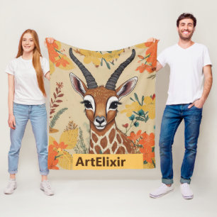 Antelope Floral Zeichnend Fleecedecke