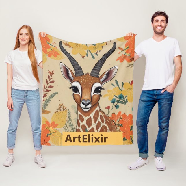 Antelope Floral Zeichnend Fleecedecke (Beispiel)