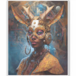 Antelope Headdress Science Fiction Cyberpunk Aufkleber<br><div class="desc">Fantasy Art Produkte von The Lunarium.</div>