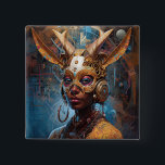 Antelope Headdress Science Fiction Cyberpunk Button<br><div class="desc">Fantasy Art Produkte von The Lunarium.</div>
