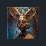 Antelope Headdress Science Fiction Cyberpunk Button<br><div class="desc">Fantasy Art Produkte von The Lunarium.</div>