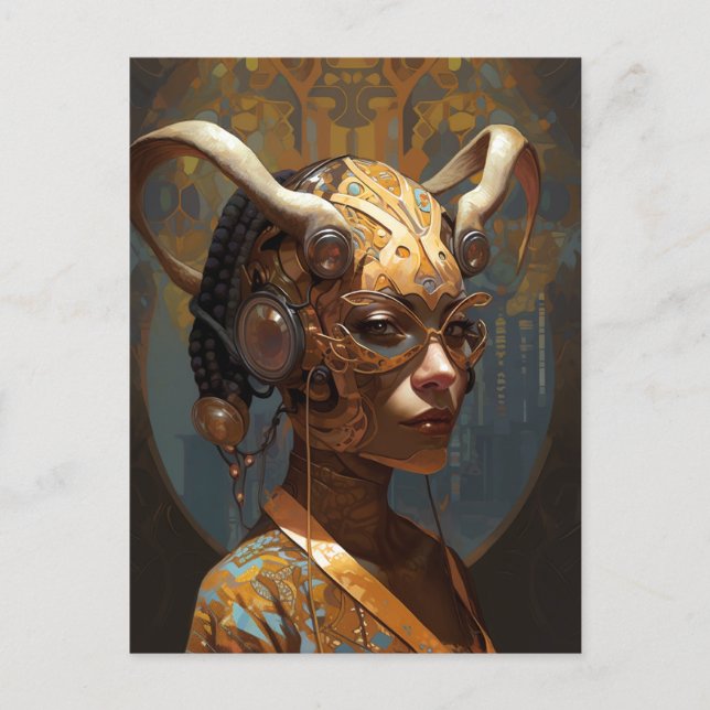 Antelope Headdress Science Fiction Cyberpunk Postkarte (Vorderseite)