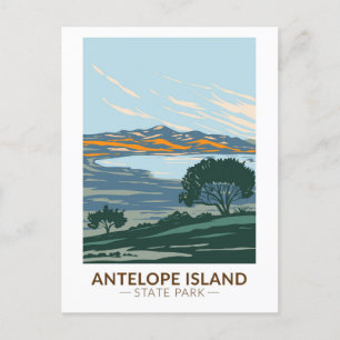 Antelope Island State Park Utah Carte postale Vint