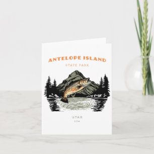 Antelope Island State Park Utah Retro Vintage Fisc Karte