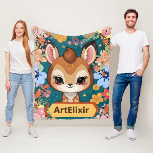 Antelope Niedlich Baby Brown Floral Print Fleecedecke