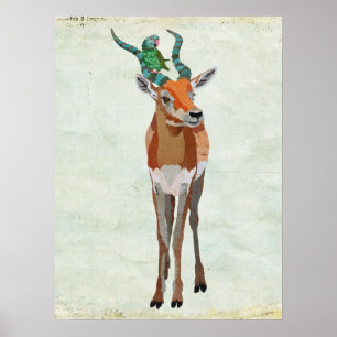 Antelope & Parrot Art Poster