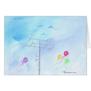 Antenne avec des ballons et des oiseaux