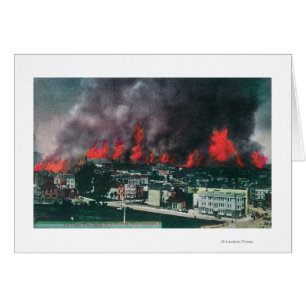 Antenne der Stadt in Flammen während Feuers 1906