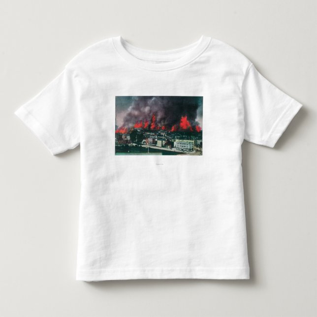 Antenne der Stadt in Flammen während Feuers 1906 Kleinkind T-shirt (Vorderseite)