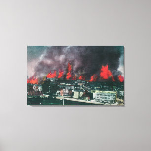 Antenne der Stadt in Flammen während Feuers 1906 Leinwanddruck