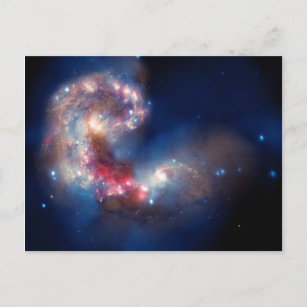 Antennengalaxien farbenfroh zusammengesetzt postkarte