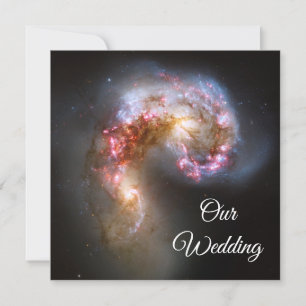 Antennengalaxien Rosa Sterne Kosmische Hochzeit Einladung
