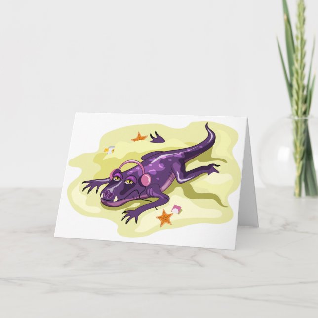 Anteosaurus Sonnenbaden mit Kopfhörern. Karte (Vorderseite)