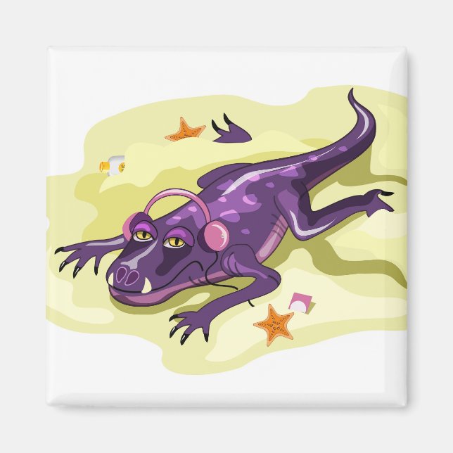 Anteosaurus Sonnenbaden mit Kopfhörern. Magnet (Vorne)