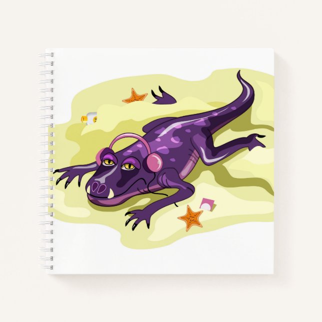 Anteosaurus Sonnenbaden mit Kopfhörern. Notizbuch (Vorderseite)