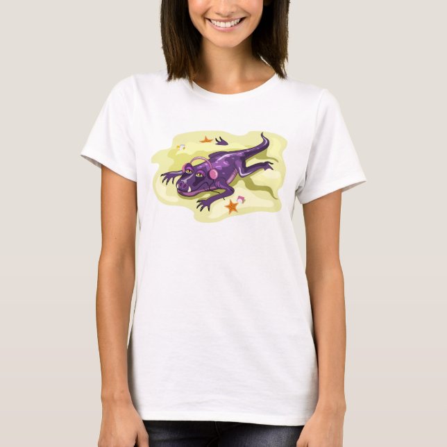 Anteosaurus Sonnenbaden mit Kopfhörern. T-Shirt (Vorderseite)
