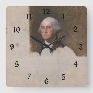 Anthaeneum George Washington 1. US-Präsident Quadratische Wanduhr