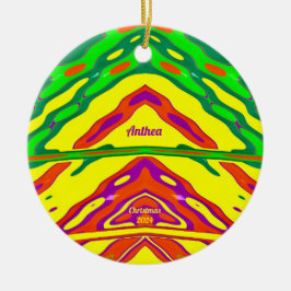 ANTHEA ~ 3D CHRISTMAS Red Green Yellow 2022 Keramik Ornament