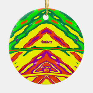 ANTHEA ~ 3D CHRISTMAS Red Green Yellow 2022 Keramik Ornament