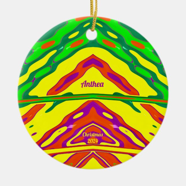 ANTHEA ~ 3D CHRISTMAS Red Green Yellow 2022 Keramik Ornament (Vorne)
