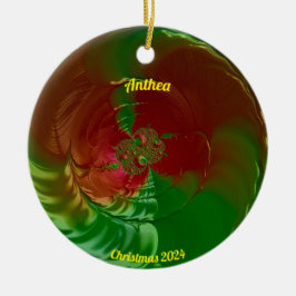 ANTHEA ~ Glossy Red and Green Christmas 2024 Keramik Ornament