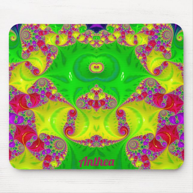 ANTHEA ~ Zany Hot Cerves, Gelb, Rot und Grün Mousepad (Vorne)