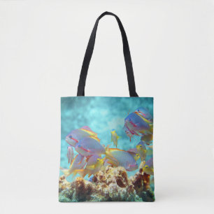 Anthias - Farbige Schule von Fischen am Korallenri Tasche