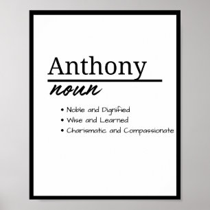 Anthony, Jungenname Personalisierte Namensbedeutun Poster